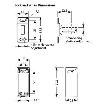 LOCKWOOD EL110 Cabinet Lock | 12VDC Fail Secure | Low Current Consumption | Robust Aluminium Construction | by Dicker Data