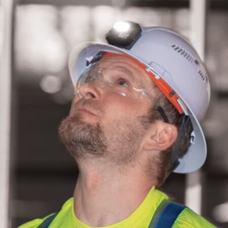 Rechargeable Headlamp with Silicone Strap, 400 Lumens, All-Day Runtime