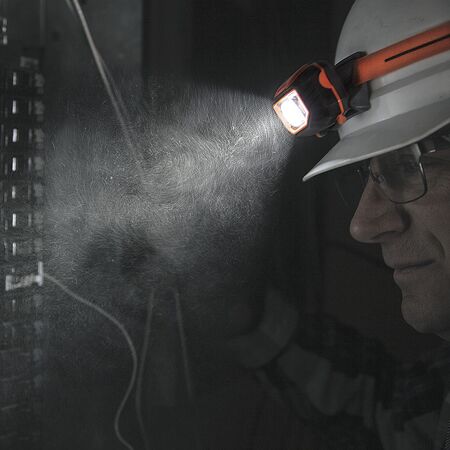 LED Headlamp with Silcone Hard Hat Strap