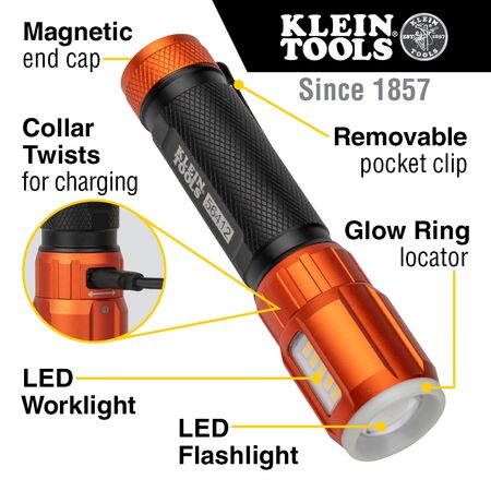 Rechargeable LED Torch with Worklight