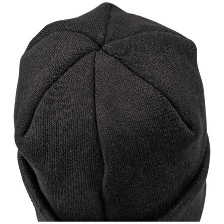 Heavy Knit Hat, Black, Leather Logo