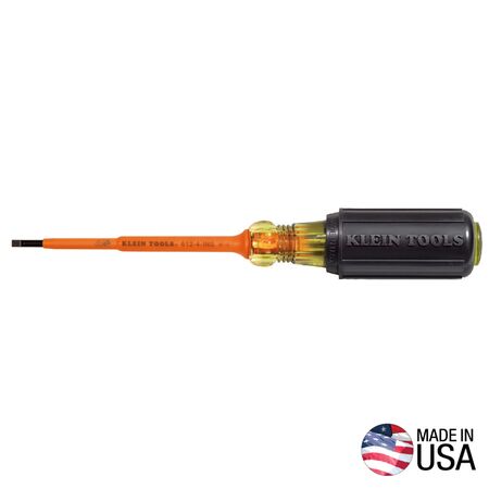 Insulated Screwdriver, 0.3 cm Slotted, 10 cm Round Shank
