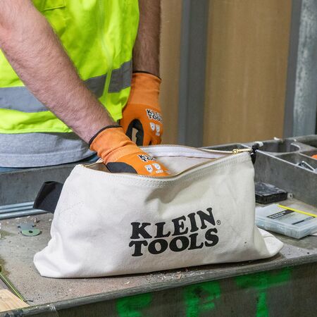 Zipper Bag, Extra-Long Canvas Tool Pouch, 40.6 cm, Natural