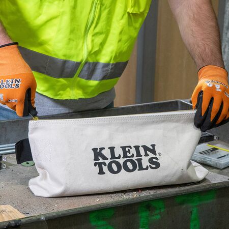 Zipper Bag, Extra-Long Canvas Tool Pouch, 40.6 cm, Natural