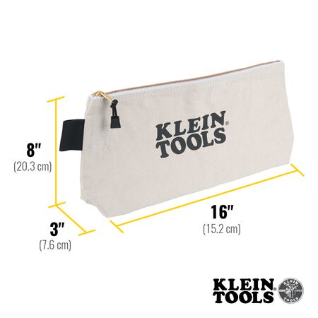 Zipper Bag, Extra-Long Canvas Tool Pouch, 40.6 cm, Natural