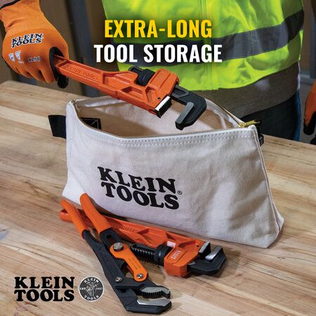 Zipper Bag, Extra-Long Canvas Tool Pouch, 40.6 cm, Natural