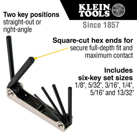 Folding Hex Key Set, 6-Key, Metric Sizes