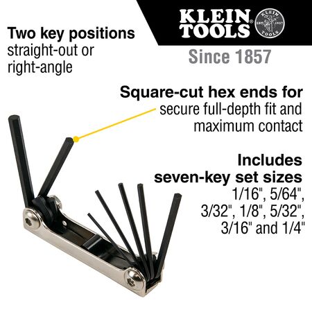 Folding Hex Key Set, 7-Key, Metric Sizes