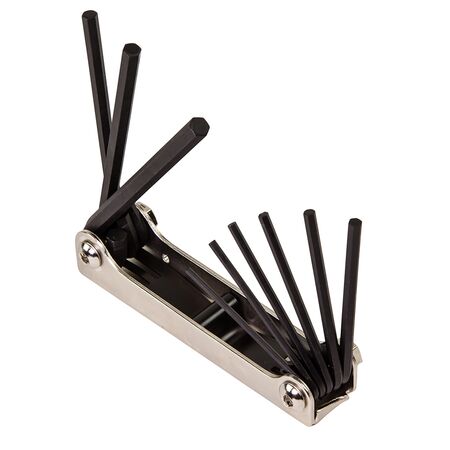 Folding Hex Key Set, 9-Key, SAE Sizes