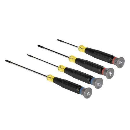 Precision Screwdriver Set, Slotted and Phillips, 4-Piece
