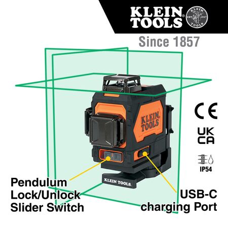 Rechargeable Self-Levelling Green Planar Laser Level with Hard Carrying Case