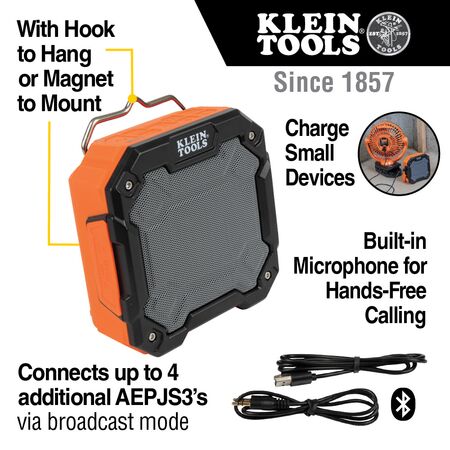 Bluetooth® Jobsite Speaker with Magnet and Hook