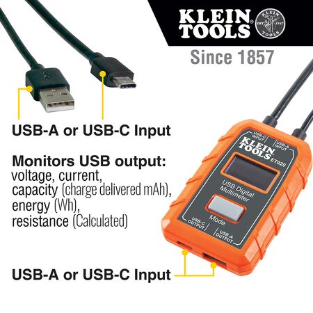 USB Digital Meter, USB-A and USB-C