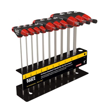 Hex Key Set, SAE T-Handle, 15.2 cm with Stand, 10-Piece