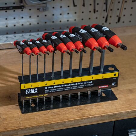 Hex Key Set, SAE T-Handle, 15.2 cm with Stand, 10-Piece
