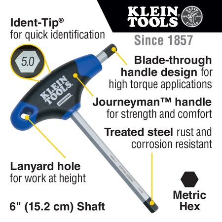 Hex Key Set, Metric, Journeyman™ T-Handle, 15.2 cm with Stand, 8-Piece
