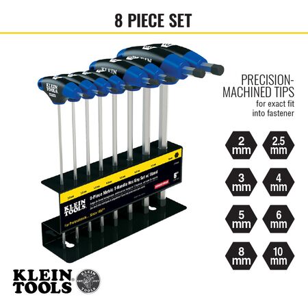 Hex Key Set, Metric, Journeyman™ T-Handle, 15.2 cm with Stand, 8-Piece