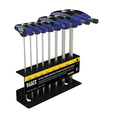 Hex Kit Set, Metric, Ball End T-Handle, 15.2 cm with Stand, 8-Piece