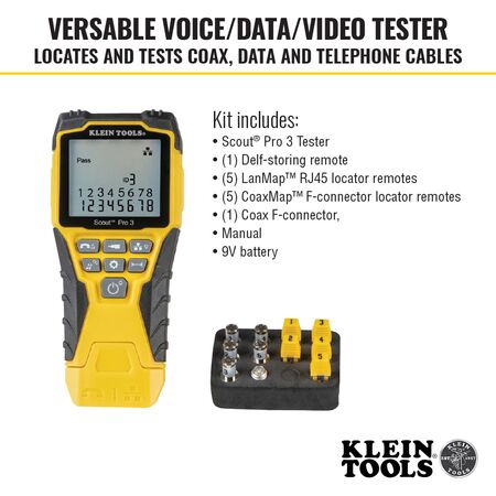 Ethernet Cable Tester Kit with Scout™ Pro 3 Tester, Remotes and Adapter