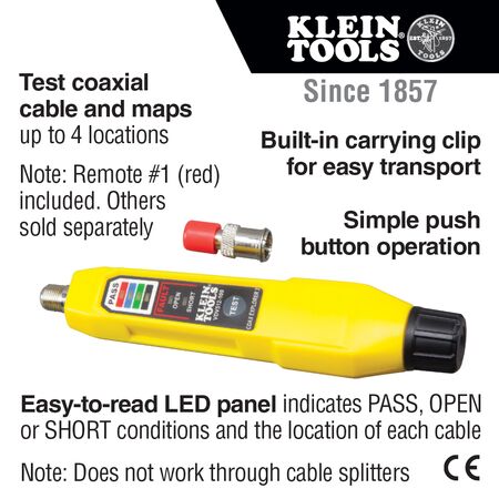 Cable Tester, Coax Explorer™ 2 Tester with Batteries and Red Remote