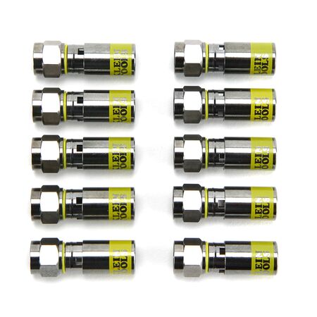 Universal F Compression Connectors, RG6/6Q, 10-Pack
