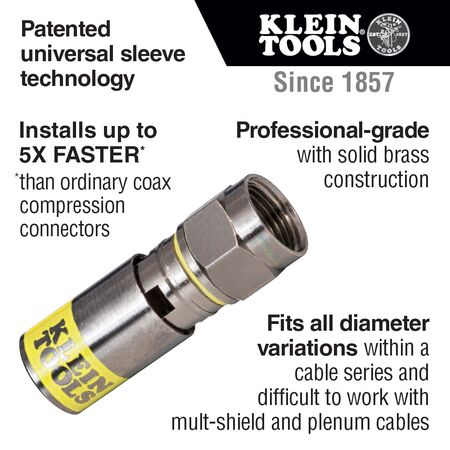 Universal F Compression Connectors, RG6/6Q, 50-Pack
