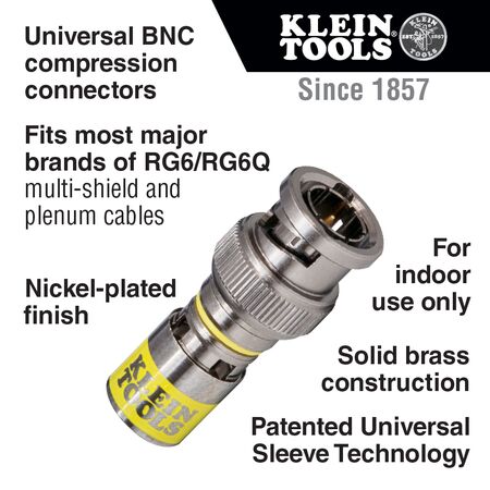 Universal BNC Compression Connectors, RG6-R6Q, 10-Pack