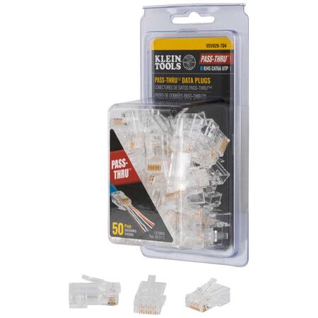 Pass-Thru™ Modular Data Plugs, RJ-45-CAT6A, UTP, 50-Pack