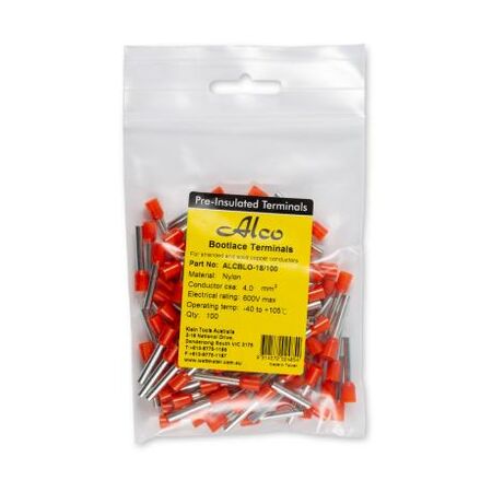 Bootlace Terminal Pre-Insulated Orange 4mm² Length 18mm 100 Pack