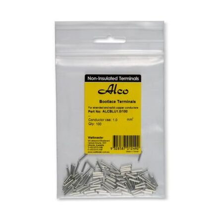 Bootlace Terminal Non-Insulated 1mm² 100 Pack