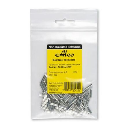 Bootlace Terminal Non-Insulated 4mm² 100 Pack