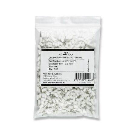 Bootlace Terminal Pre-Insulated White 0.5mm² Length 6mm 500 Pack