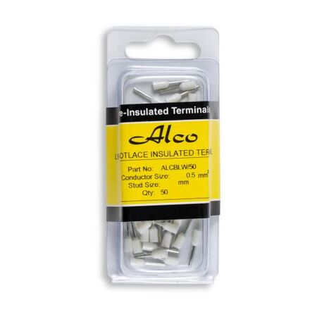 Bootlace Terminal Pre-Insulated White 0.5mm² Length 6mm 50 Pack