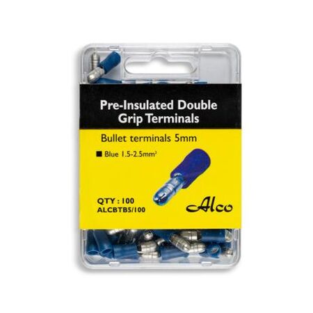 Crimp Terminal Pre-Insulated Bullet 5mm 1.5-2.5mm² Blue 100 Pack