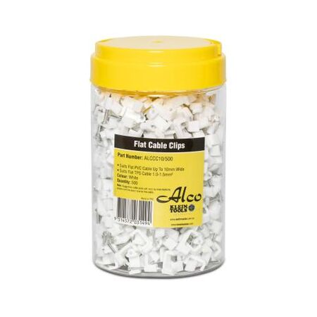 Cable Clip Flat Polyethylene Width-10mm White 500 Pack