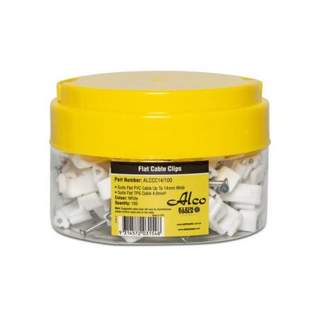 Cable Clip Flat Polyethylene Width-14mm White 100 Pack Cable Clip Flat Polyethylene Width-14mm White 100 Pack