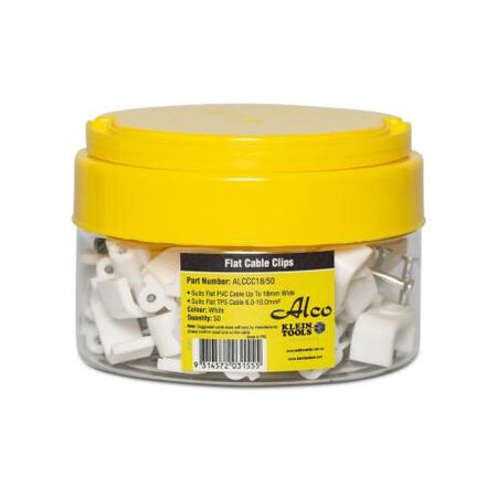 Cable Clip Flat Polyethylene Width-18mm White 50 Pack Cable Clip Flat Polyethylene Width-18mm White 50 Pack