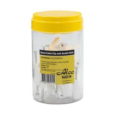 Cable Clip Round Polyethylene Diameter-35mm White 100 Pack