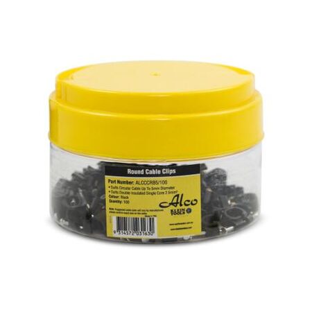 Cable Clip Round Polyethylene Diameter-5mm Black 100 Pack
