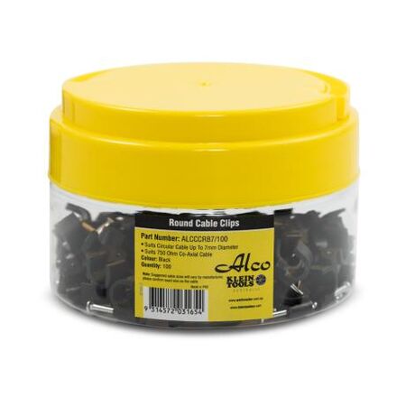 Cable Clip Round Polyethylene Diameter-7mm Black 100 Pack