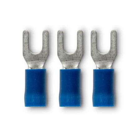 Crimp Terminal Pre-Insulated Fork 3.7mm Cable 1.5-2.5mm² Blue 100 Pack