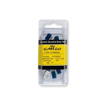 Crimp Terminal Pre-Insulated Fork 4mm Cable 1.5-2.5mm² Blue 10 Pack
