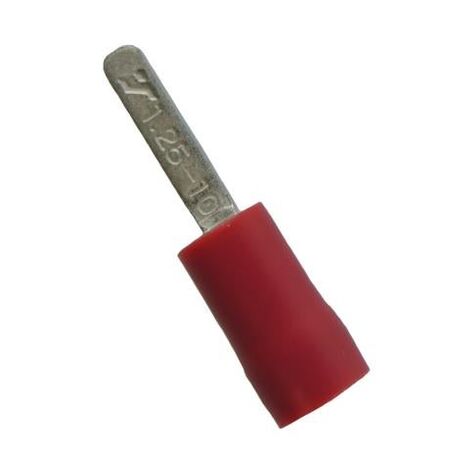 Crimp Terminal Pre-Insulated Flat Blade Length 10mm Cable 0.5-1.5mm² Red 100 Pack