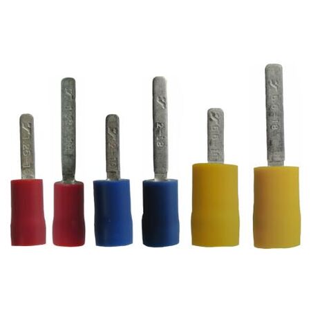 Crimp Terminal Pre-Insulated Flat Blade Length 10mm Cable 0.5-1.5mm² Red 100 Pack