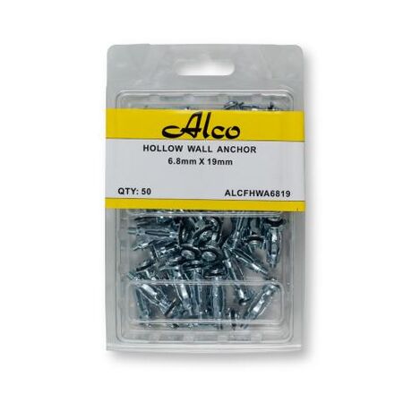 Hollow Wall Anchor Zinc Plated Diameter 6.8mm x Length 19mm Suit 8mm Board Hold 10kg
