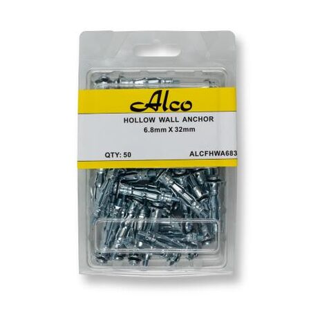 Hollow Wall Anchor Zinc Plated Diameter 6.8mm x Length 32mm Suit 12mm Board Hold 10kg