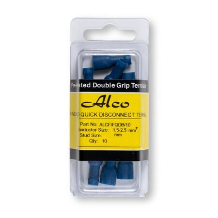 Crimp Terminal Quick Disconnect Fully Insulated 1.5-2.5mm² Female Width 6.35mm Blue 10 Pack