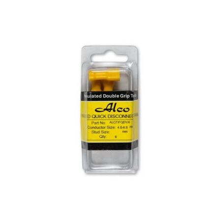 Crimp Terminal Quick Disconnect Fully Insulated 4-6mm² Female Width 6.35mm Yellow 6 Pack
