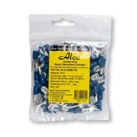 Crimp Terminal Quick Disconnect Insulated 1.5-2.5mm² Width 6.3mm Blue