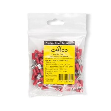 Crimp Terminal Quick Disconnect Insulated 0.5-1.5mm² Width 4.8mm Red